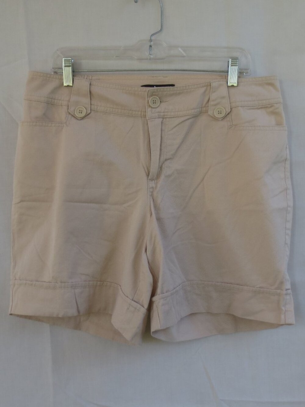 Lane Bryant Shorts Cream High Rise Wide Cuff Comfy Stretch Cotton Plus Size 16